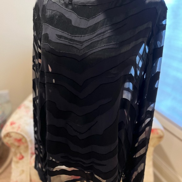 EQUIPMENT sheer burnout silk blouse. Zebra print. Black. Size Large - Picture 1 of 5